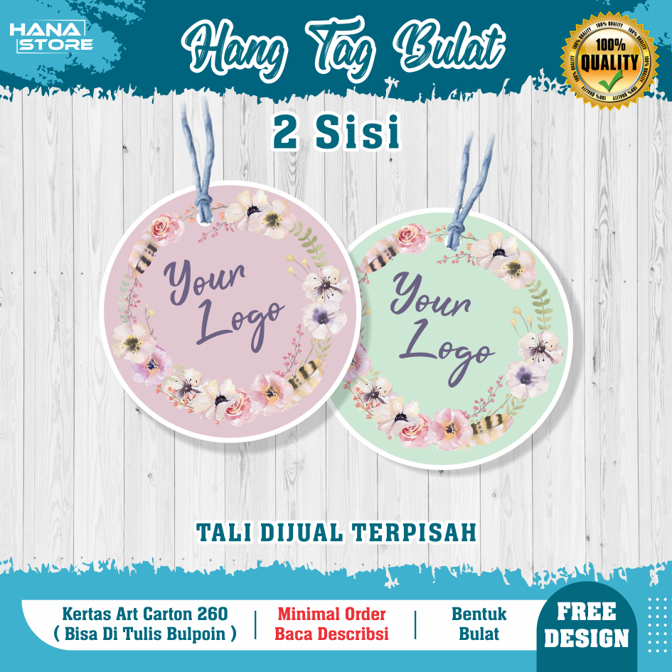 

Hang Tag Bulat 2 Sisi Lingkaran Custom 260 gsm Laminasi Full Colour / Hangtag Label Baju Seragam / Hang Tag Hampers Thank You Bucket