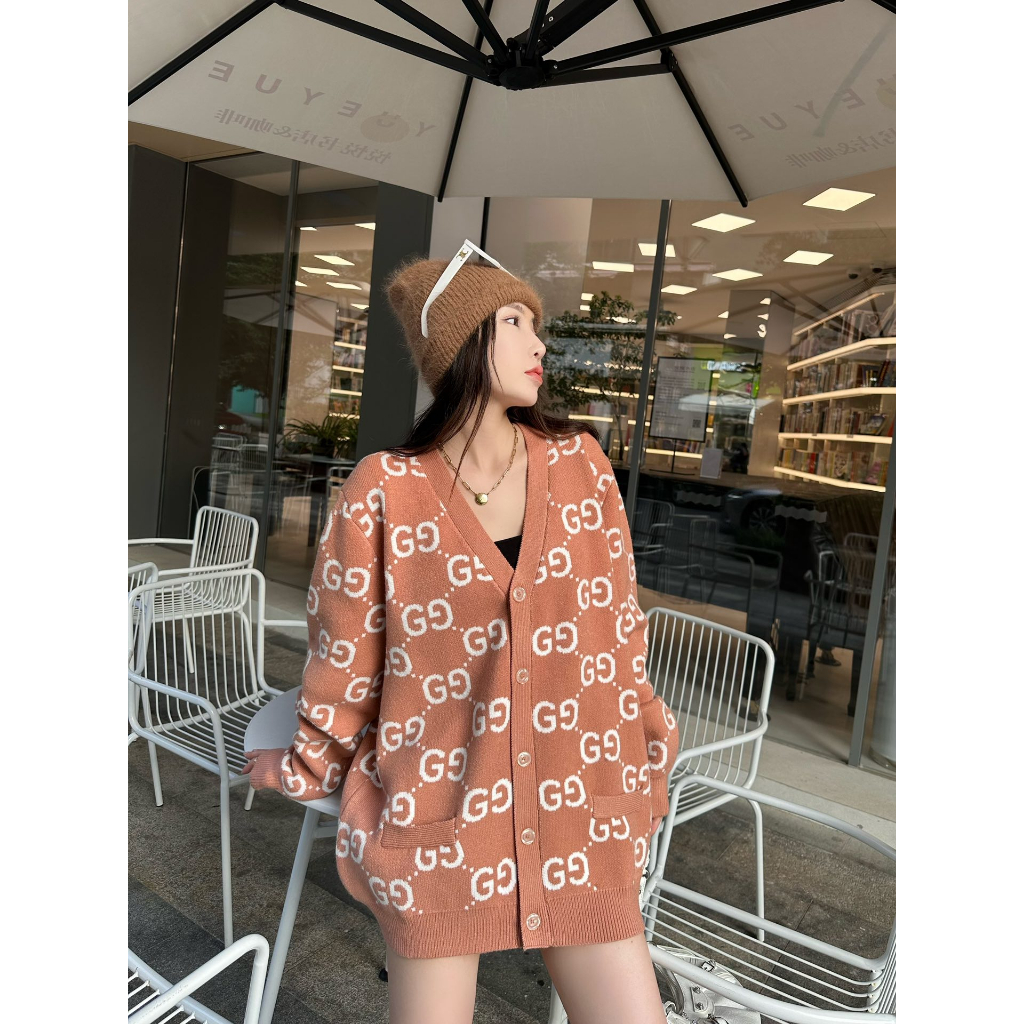 jacquard knit cardigan