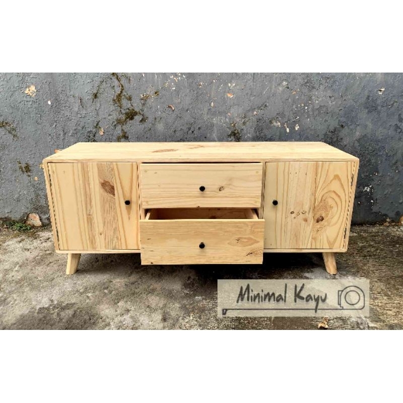 Meja tv buffet tv minimalis full kayu jati belanda ex palet  120x35x50cm