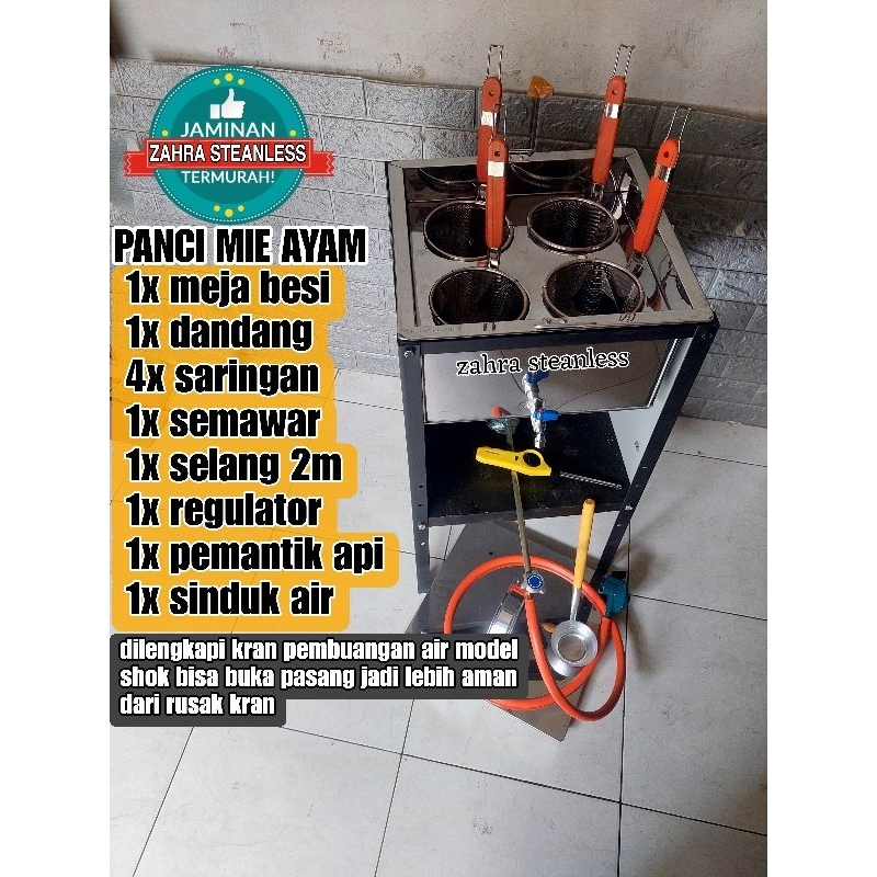 Panci Mie Ayam 4 Lubang Set Lengkap/Dandang Mie Ayam/Tong Mie Ayam