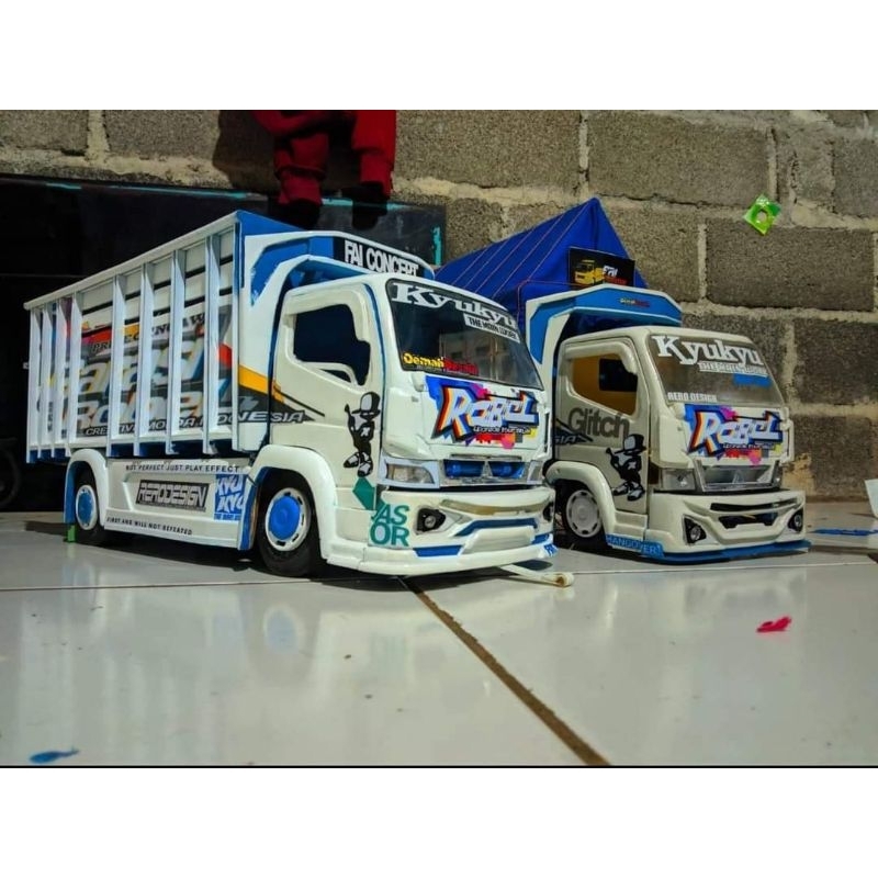 miniatur truk oleng kayu asli fariasi lampu leed new tawakal 5 bisa olengbois