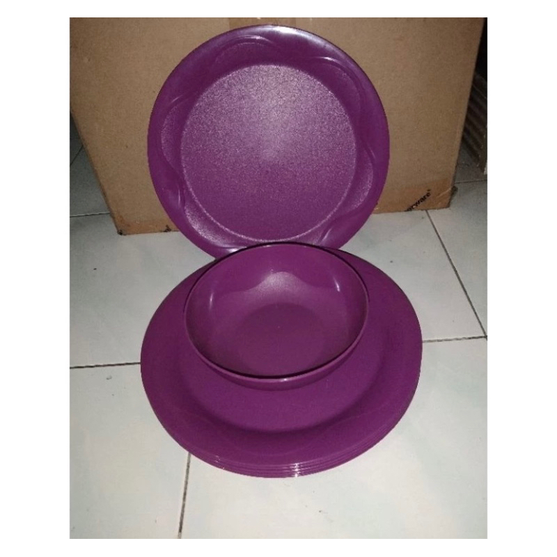 Tupperware Desert Piring Mangkok Set - Ungu