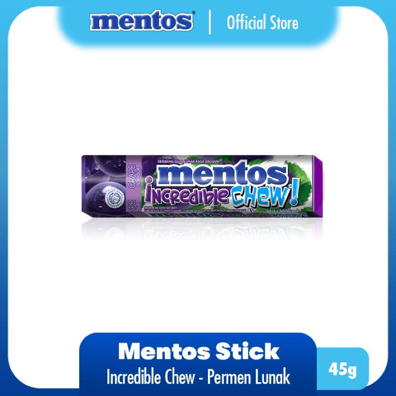 

PERMEN MENTOS INCREDIBLE CHEW GRAPE 45GR