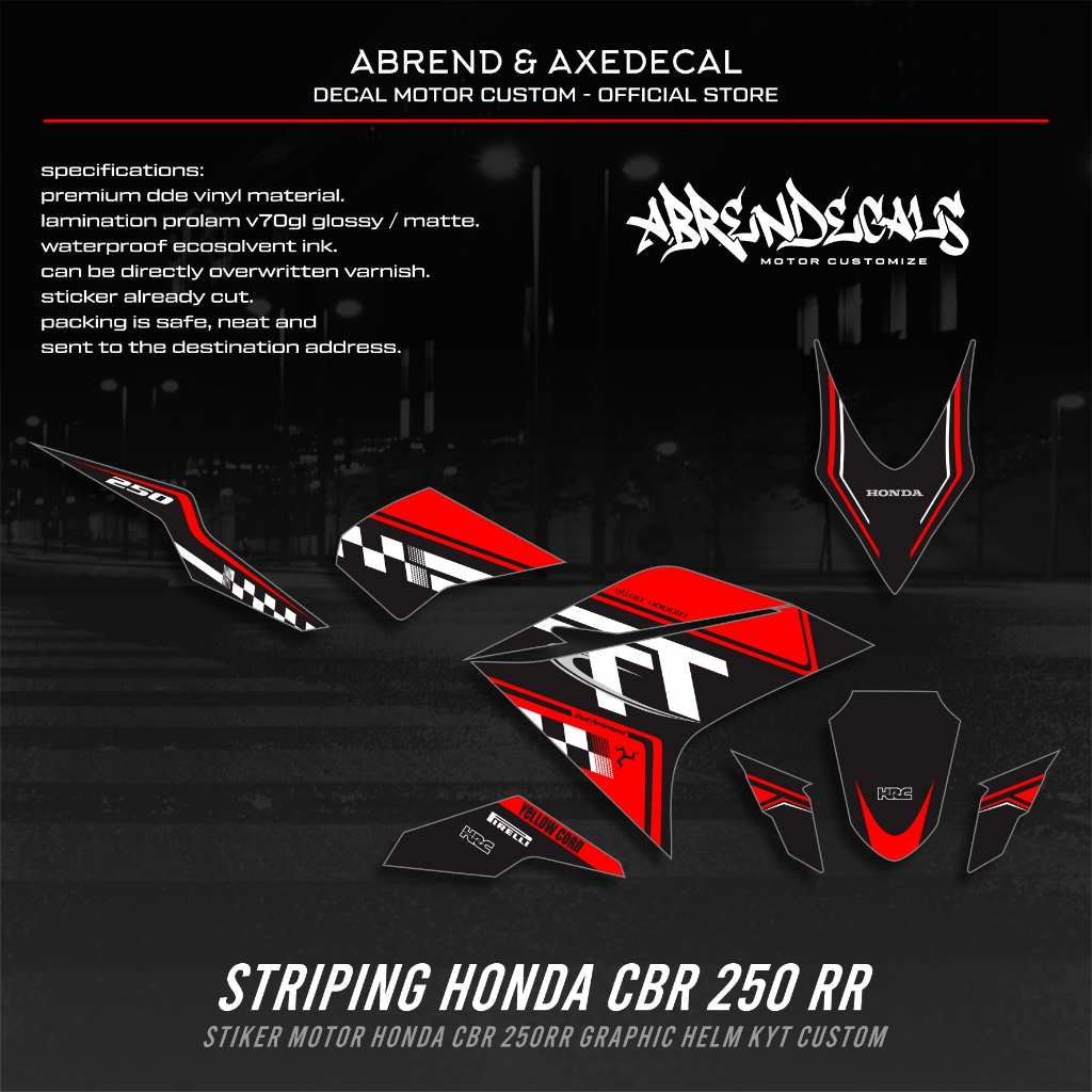 STRIPING CBR 250 RR GRAFIS HELM KYT RACING / STIKER MOTOR HONDA CBR 250RR DESIGN CUSTOM / STOCK DECA