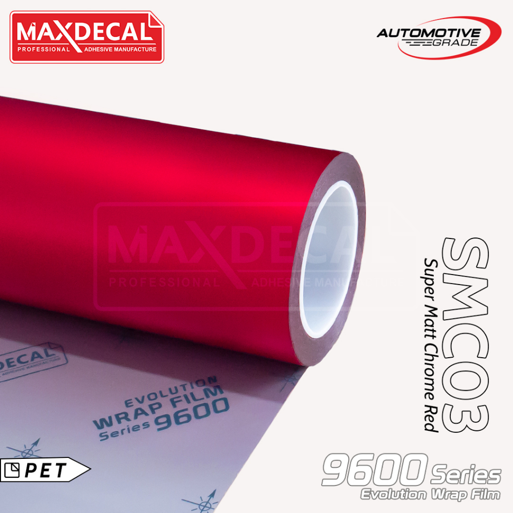 Maxdecal 9600 SMC03 Super Matte Chrome Red, Evolution Wrap Series Sticker, Roll 152cm x 18m
