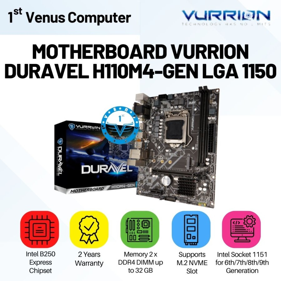 MOTHERBOARD VURRION DURAVEL H110M4-GEN LGA 1150 MAINBOARD MB/MAIN-VR02