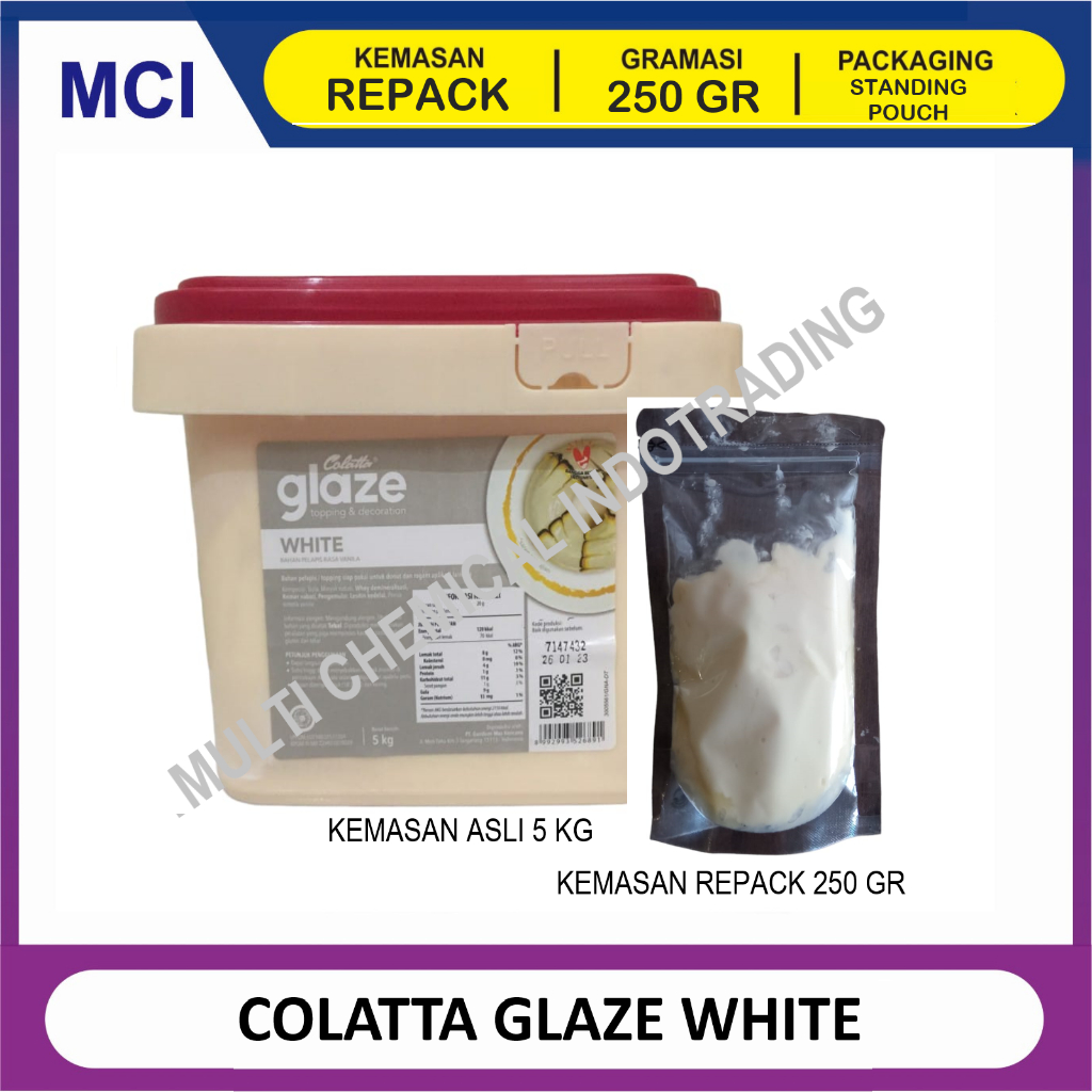 

COLATTA DIP GLAZE WHITE PUTIH SUSU VANILLA 250 GR - TOPPING DONAT