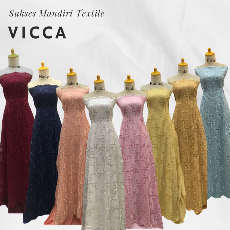 [VICCA] Tile tulle brokat brukat bunga kecil, Harga per 1/2 meter = 50 cm BAHAN KAIN BRUKAT TILE PRE