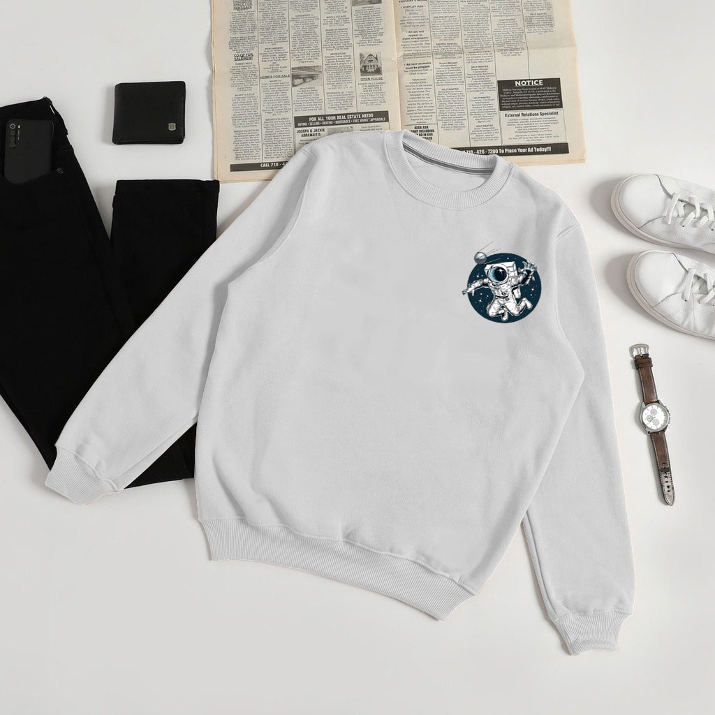sweater astronot wanita pria unisex keren l xl xxl sweter cewek kekinian tiktok suiter distro cowok 