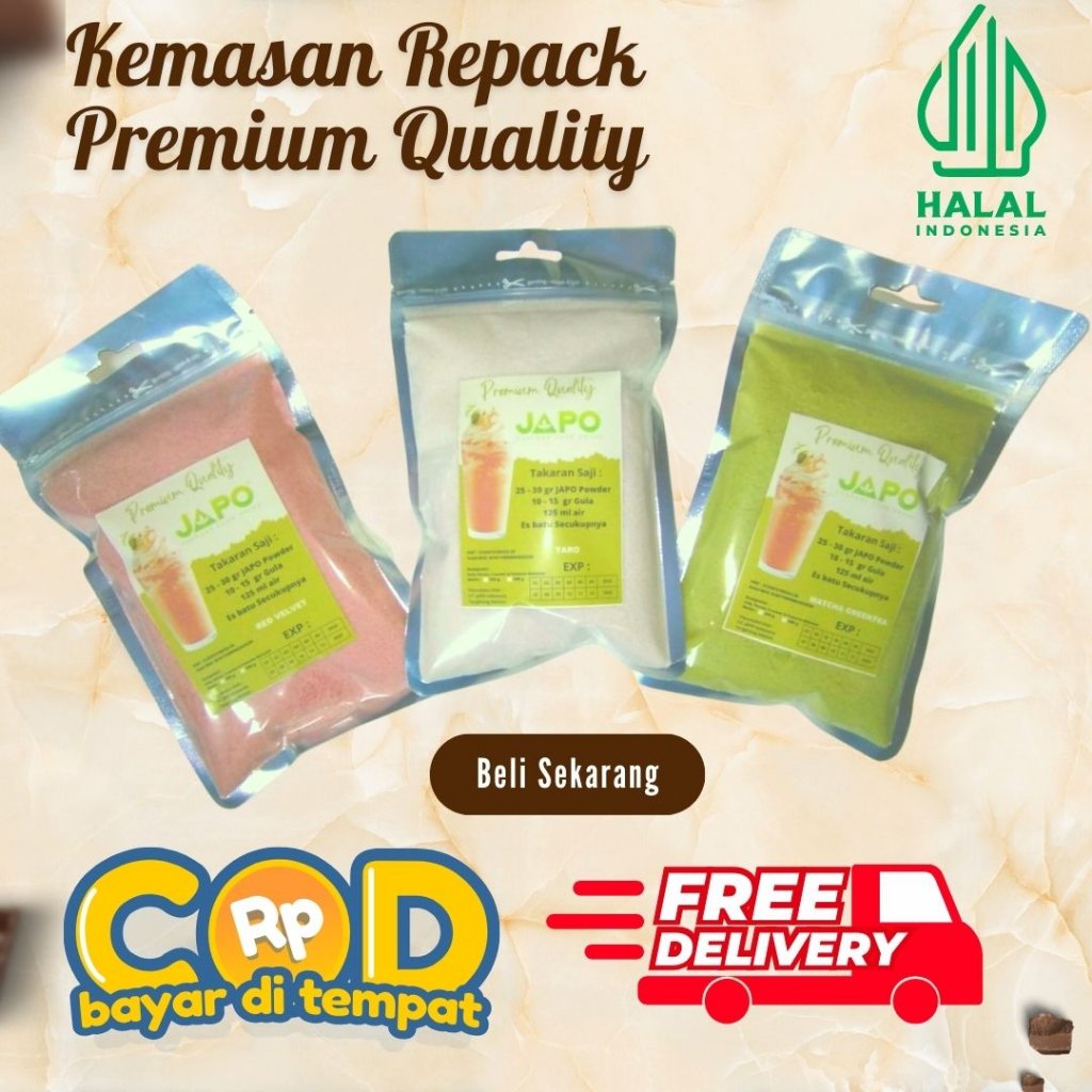 

REPACK 500 Gr JAPO PREMIUM POWDER DRINK | SERBUK MINUMAN INSTAN 1/2 Kg | ES TEH ANEKA RASA KEKINIAN