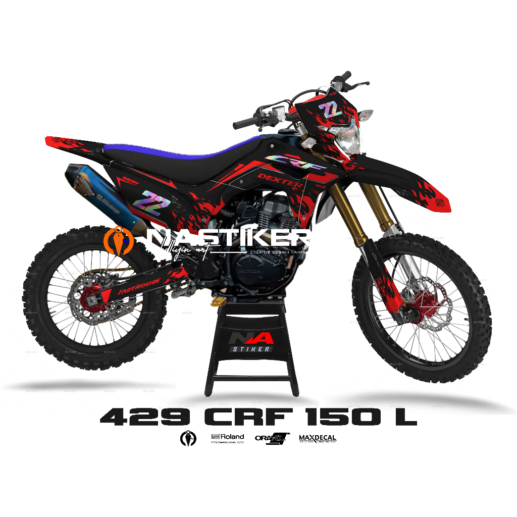 DECAL CRF 150 KOMBINASI HOLOGRAM FULL BODY GLOSY - STIKER DECAL CRF 150L FULBODY HITAM GLOSY