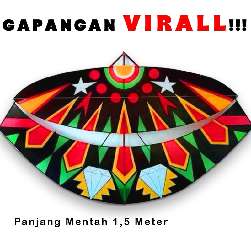 Layanga Gapangan Pegon Aesthetic Layangan 1 M 1.5 Mlayang Pegon Ceper Hanya Rangka Rakit Sendiri