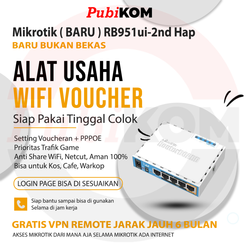 Mikrotik WiFi Voucher RB951 Alat Usaha Siap Pakai