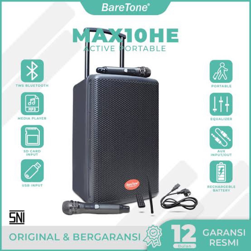 BARETONE Speaker Portable Baretone Max10he Baretone 10 inch Speaker Wireless Baretone MAX10HE Bareto