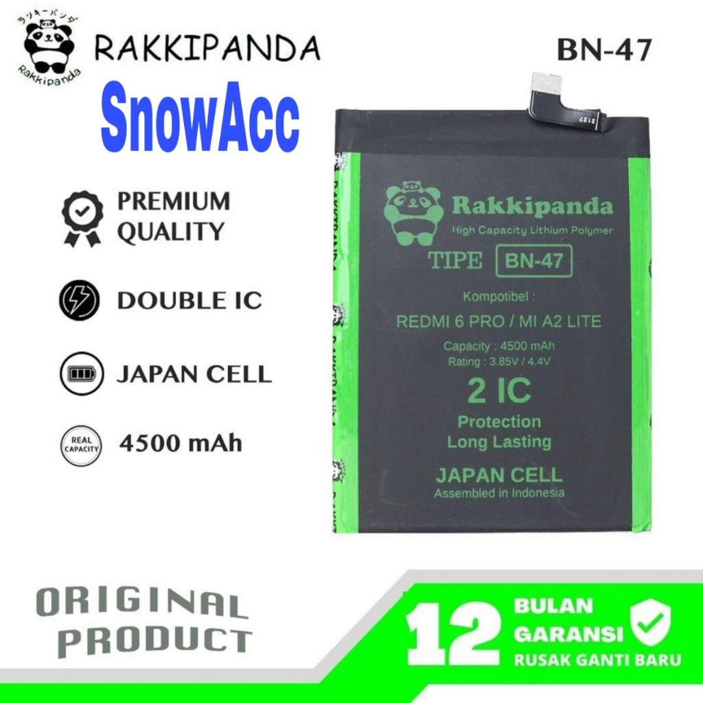 Rakkipanda Baterai Xiaomi Redmi 6 Pro / Mi A2 Lite Battery BN47 ( BN 47 )