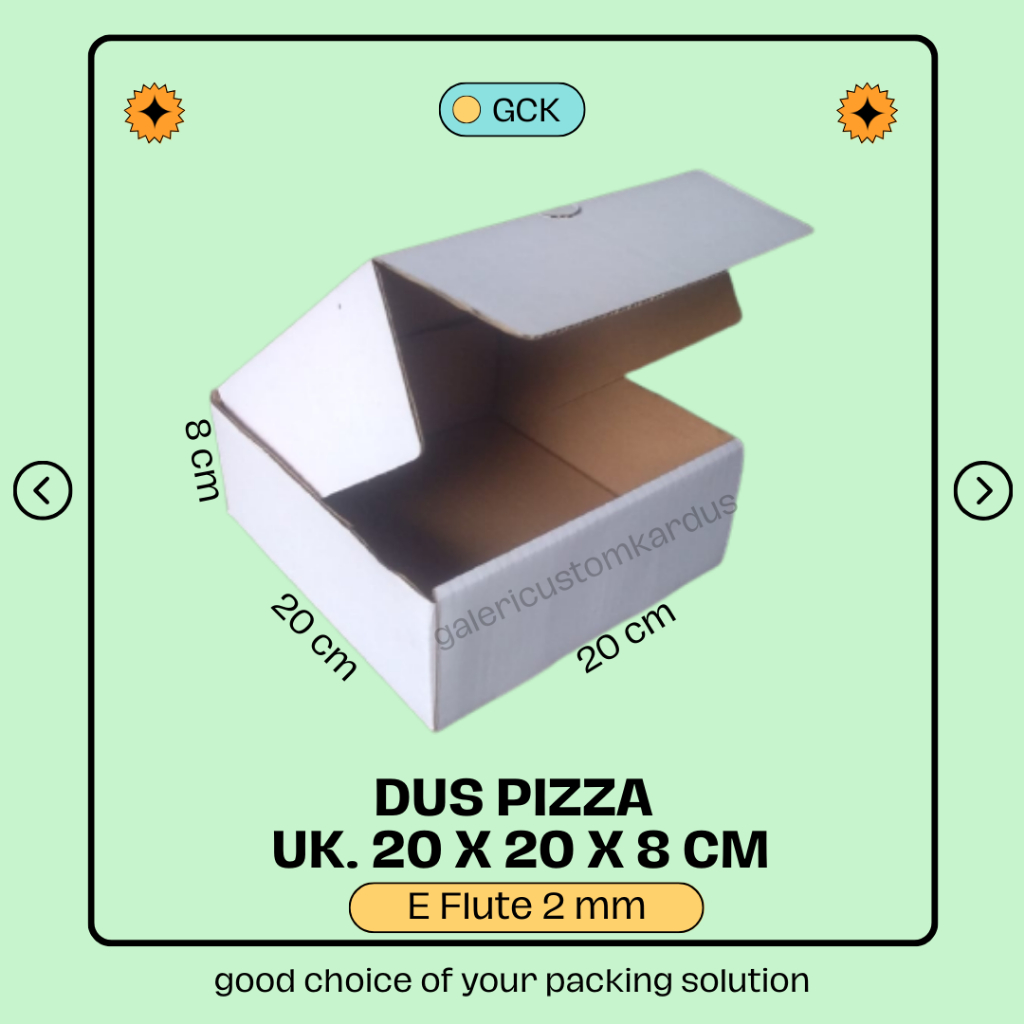 (min. order 6) Dus Pizza Putih Kardus Packing Gift Box Hampers 20x20x8