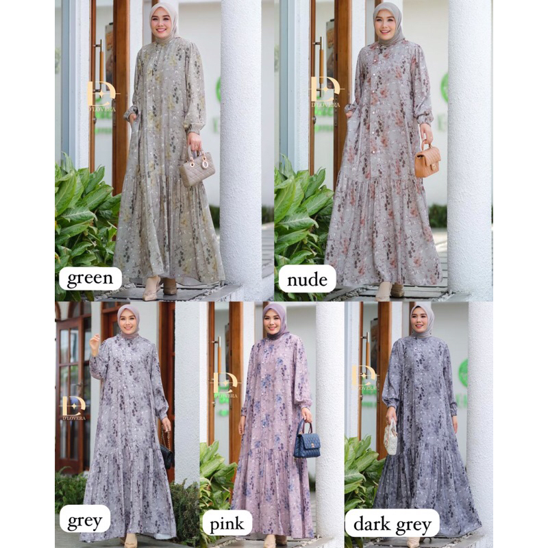 ZORA DRESS Original DLOVERA gamis busui inaya printing