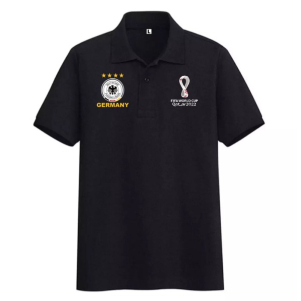 Dijual Kaos Polo Piala Dunia Logo Jerman Baju Kerah Polos shirt Pria Distro - Hitam M Diskon