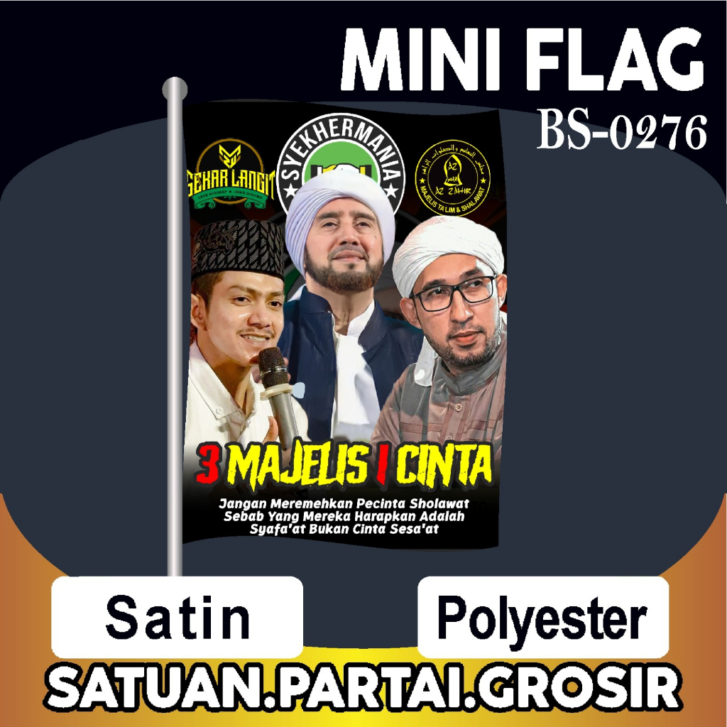 Cetak Umbul Umbul Tiga Majelis Satu Cinta/Bendera Custom