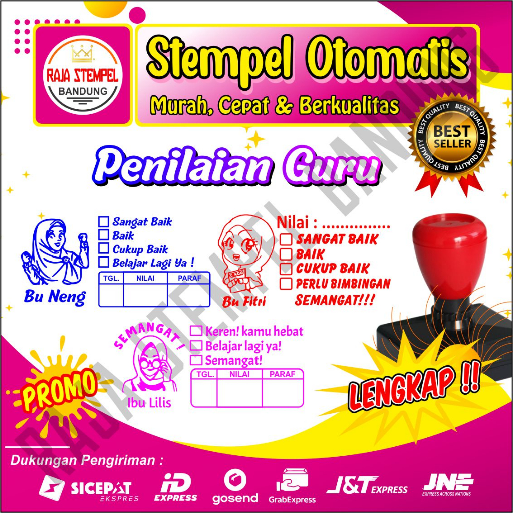 STEMPEL PENILAIAN PERSEGI TERLENGKAP ! STAMPEL NILAI GURU PAUD, TK SD SMP SMA | STAMPLE CUSTOM FOTO