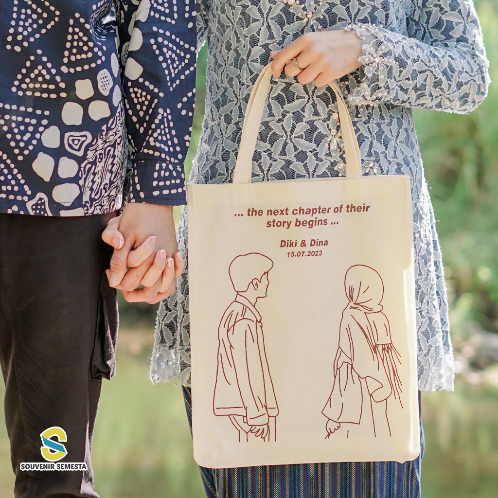 

New Totebag Ukuran 30x38 Lebar 8cm, Souvenir Pernikahan Undangan Ucapan Terima Kasih Wedding Nikah Pertunangan