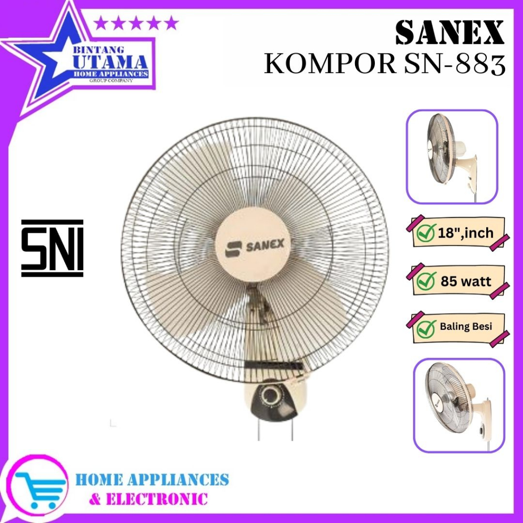 (COD) KIPAS ANGIN DINDING BESI SANEX 18" FW 1878 / FW1878 / FW-1878 [ORIGINAL 100%]