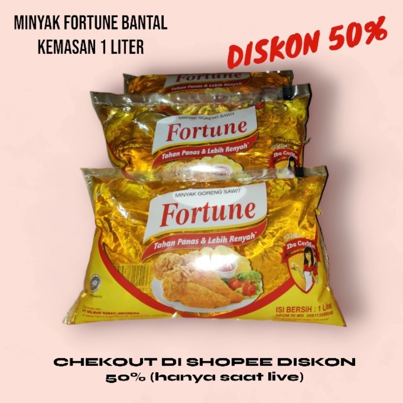 

MINYAK GORENG FORTUNE 1 LITER diskon 50% live