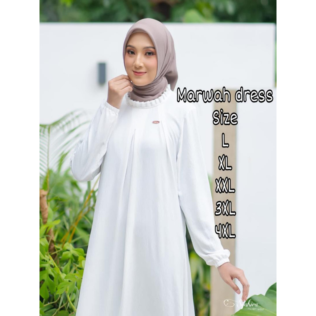 gamis lebaran 2025 model gamis terbaru Marwah Dress Big Size - Ukuran M L XL XXL XXXL 5L - Bahan Ade