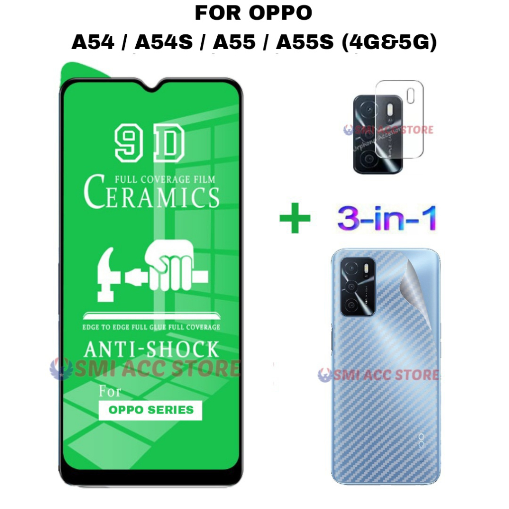 PAKET TG OPPO A54s / A54 4G / A54 5G / A55 4G / A55 5G Tempered Glass Ceramic Clear HD Anti Gores Pe