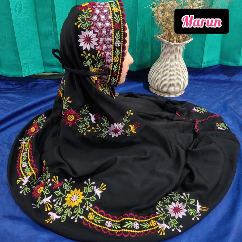 Mukena Terusan /Lajuran /Langsungan/Lajur Bordir Dewasa Komputer Mukenah Polino Silk Bahan Adem Kudu