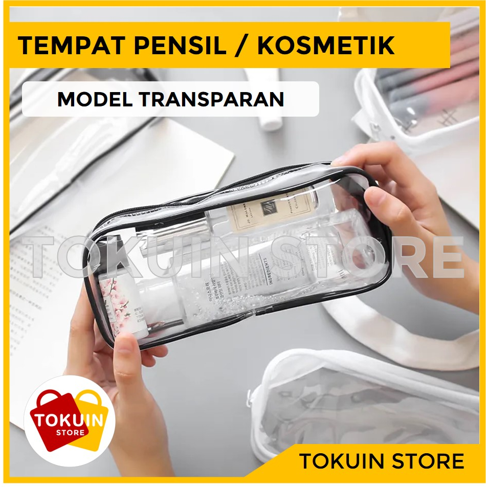 

Kotak Tempat Pensil Pouch Alat Tulis Kosmetik Makeup Travel Bag Pencil Case Transparan