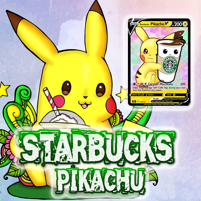 KARTU POKEMON TCG HOLOGRAM ENGLISH VERSION STARBUCK'S PIKACHU