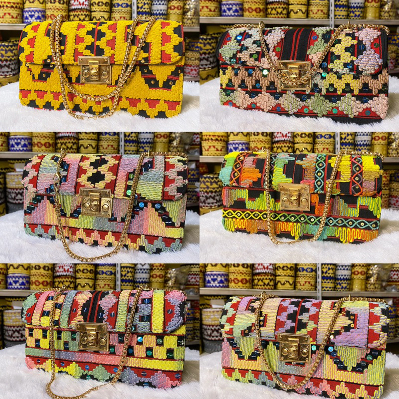 JAMAJAGHI Tas Tapis TAS pesta Lampung Asli Sulam Tangan Full Jahit Model Rantai