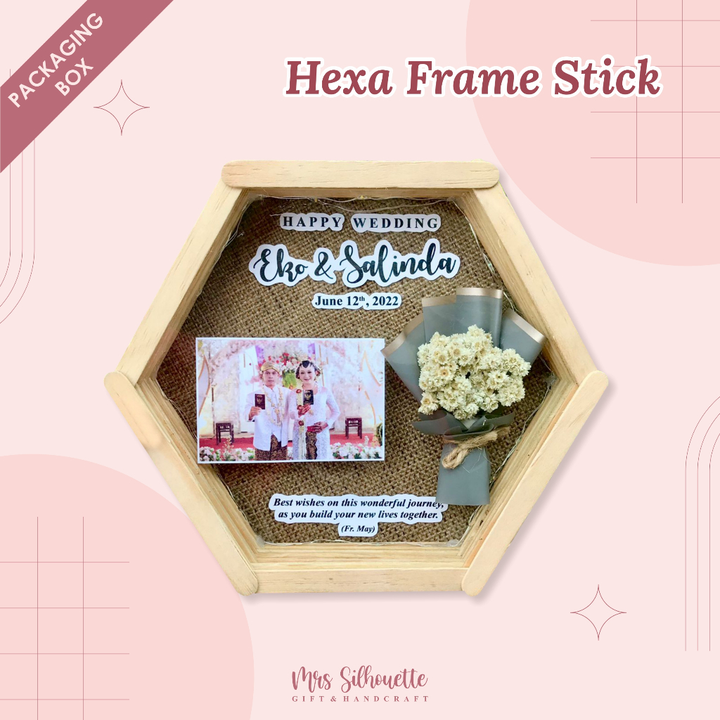 HEXA FRAME STICK | GIFT FRAME | KADO NIKAH | ULTAH | WISUDA | ENGAGEMENT | LAMPU LED