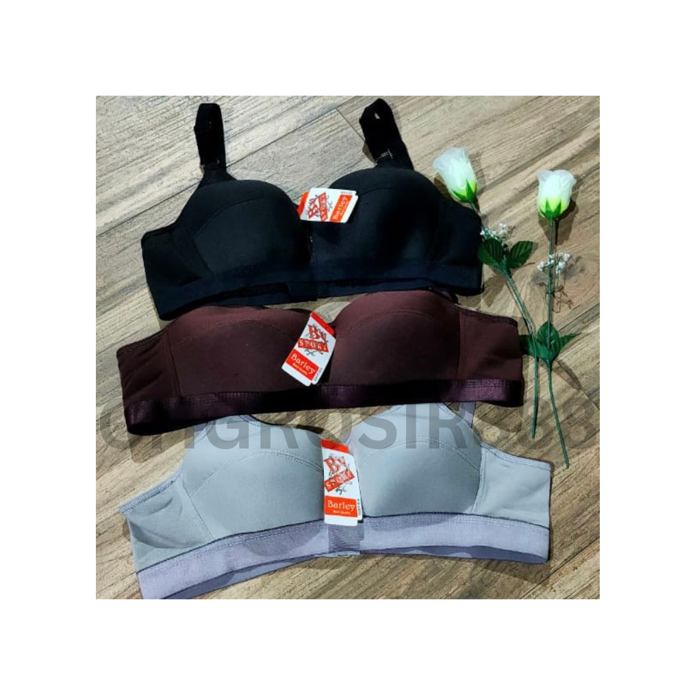 1 dan 3 pcs Bra BH sport barley jumbo wanita perempuan dewasa tanpa kawat busa tipis kait 3 ukuran 4