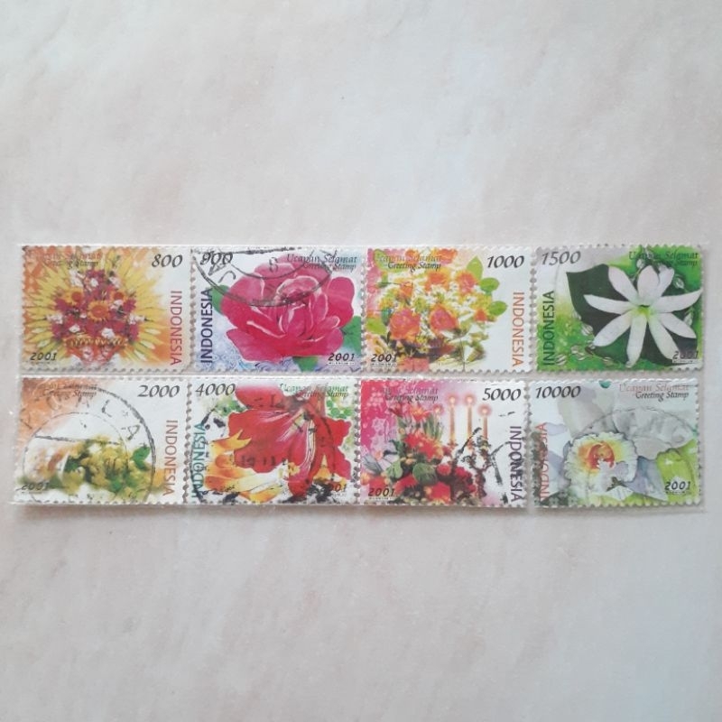 

(A) Perangko Indonesia Ucapan Selamat Tahun 2001 set lengkap 8pcs