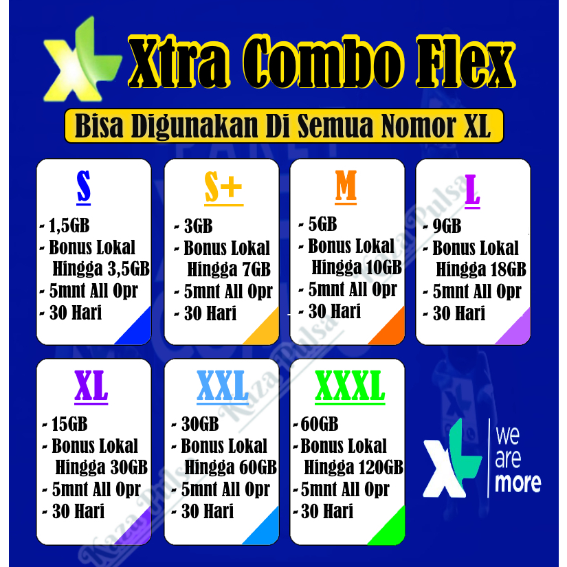 Paket Data XL Xtra Combo Lite || Combo Plus || Combo Flex || Combo Xtra Vip 3GB ~ 125GB Inject &amp; Voucher