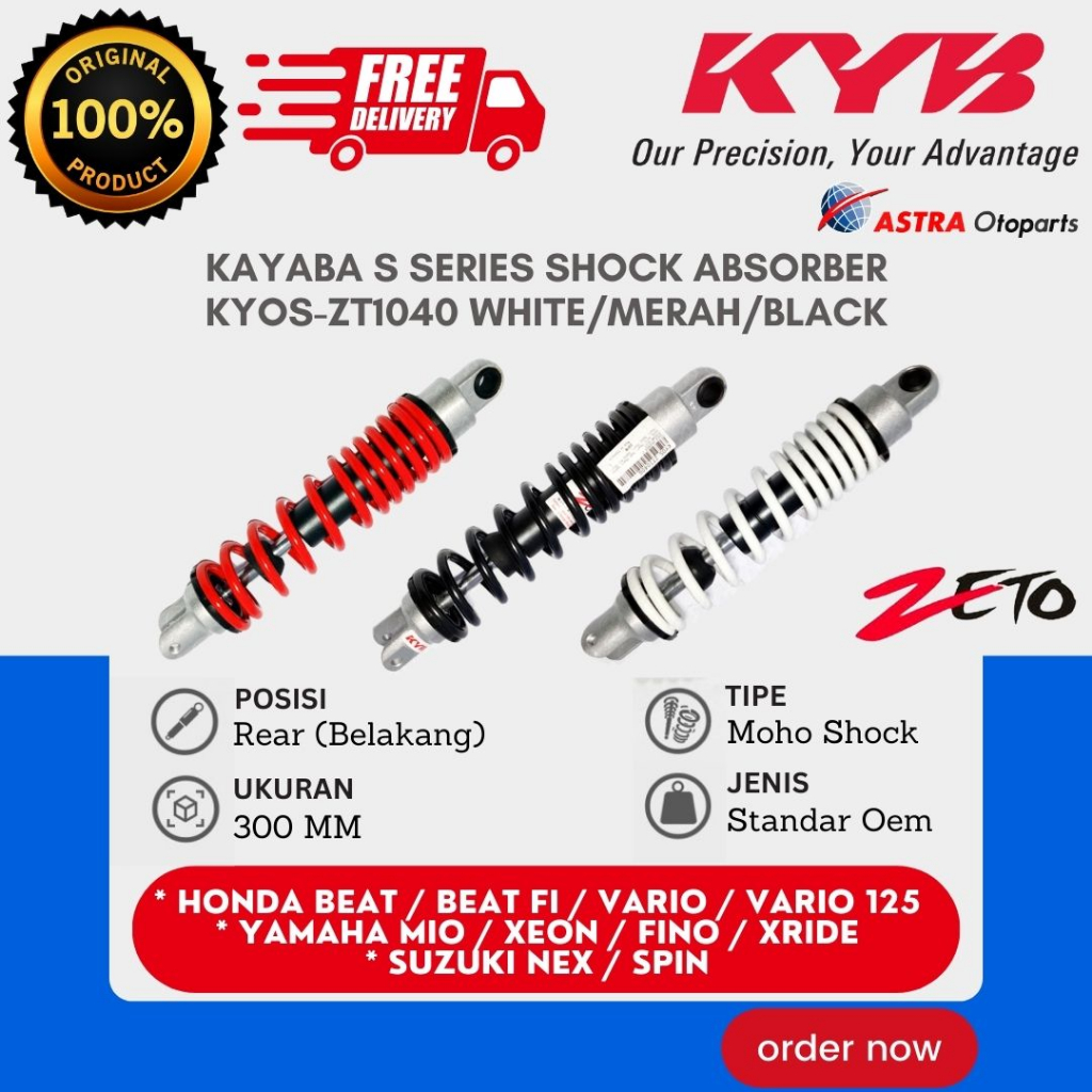 SHOCKBREAKER KAYABA KYOS-ZT1040G UNTUK MOTOR ALL MATIC / SHOCK BREAKER BELAKANG / KYOS-ZT1040R / KYO