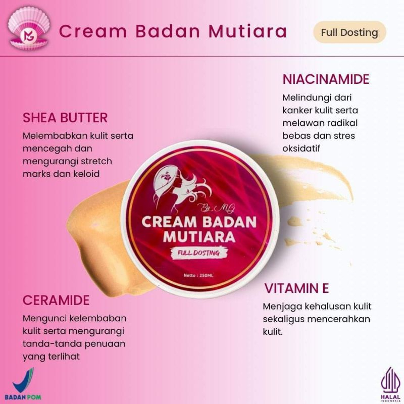 CREAM BADAN MUTIARA FULL DOSTING/ BIBIT PEMUTIH MUTIARA