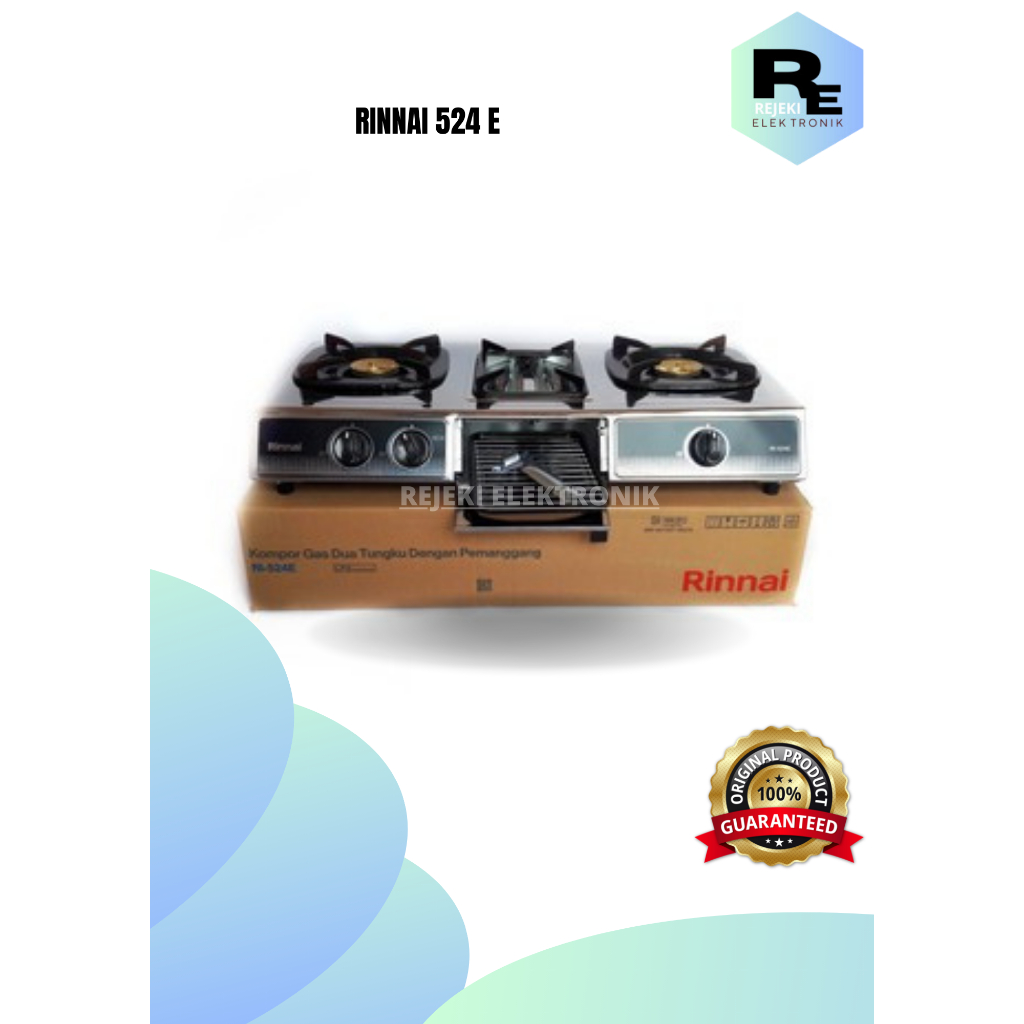 RINNAI KOMPOR 2 TUNGKU + GRILL PAN / PANGGANGAN SATE RI 524E RI 524 E RI524E RI 524E