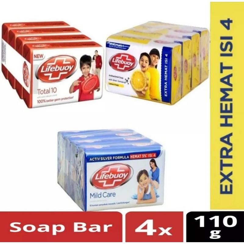[4×110 gr] Lifebuoy sabun mandi batang Besar