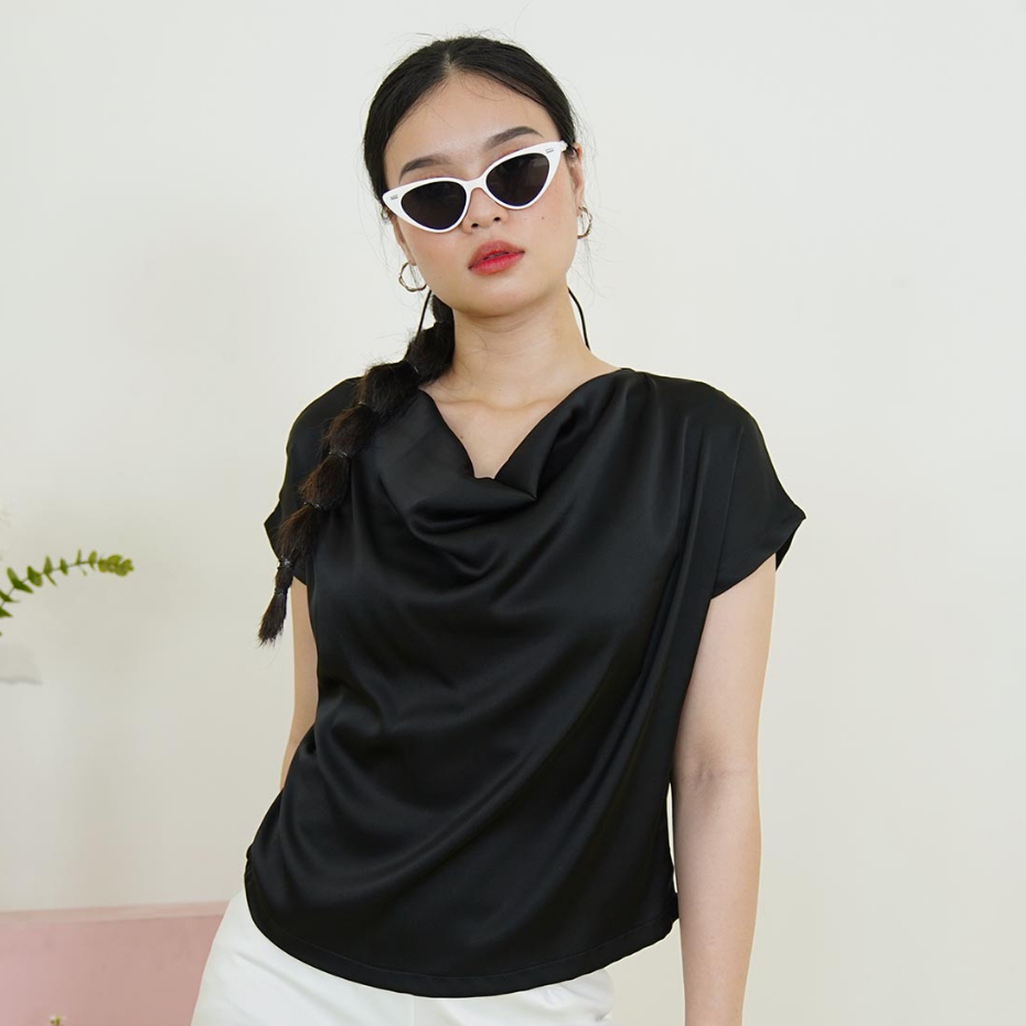 [Leemora] Andrea Satin Silky Top, Atasan Wanita Bahan Satin Formal & Casual, All Size M - L