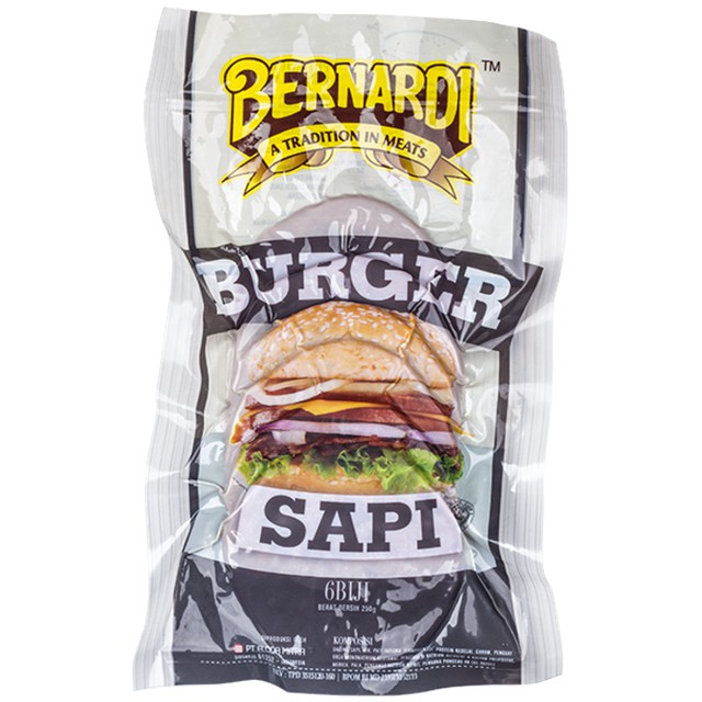 

FROZEN FOOD BERNARDI BURGER SAPI 250GRAM ISI 6 - DISASS JOGJA