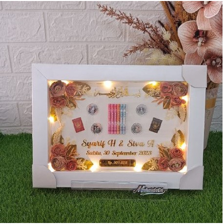 Mahar Uang AFSHA 1 HARI JADI termasuk bingkai 20x30 cm Laser cutting Dekorasi Hiasan Mahar Pernikaha