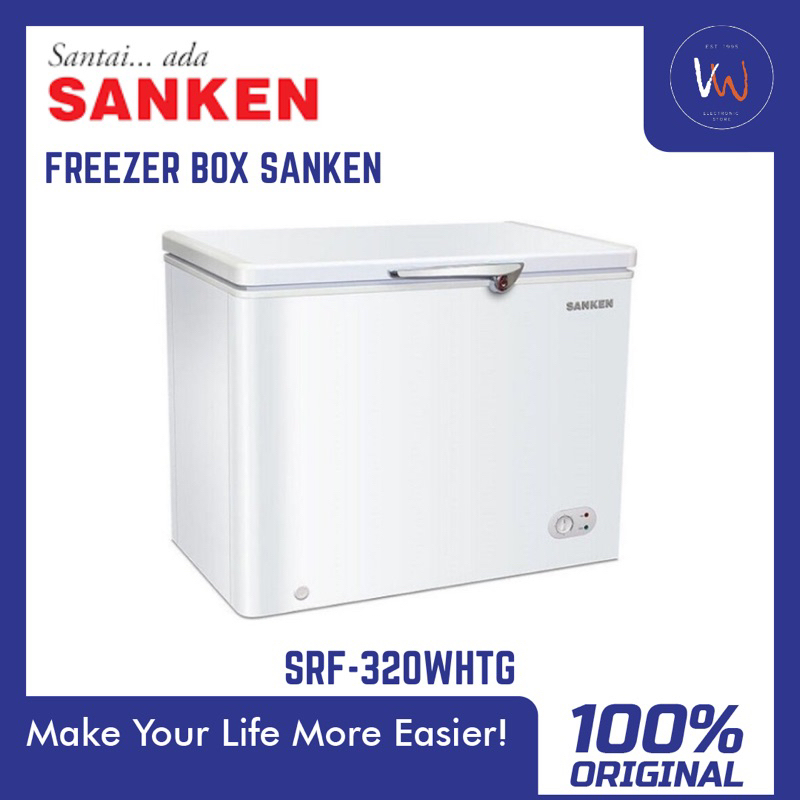 Freezer box Sanken STF-320WHTG / Freezer Box Daging / Freezer Box double door