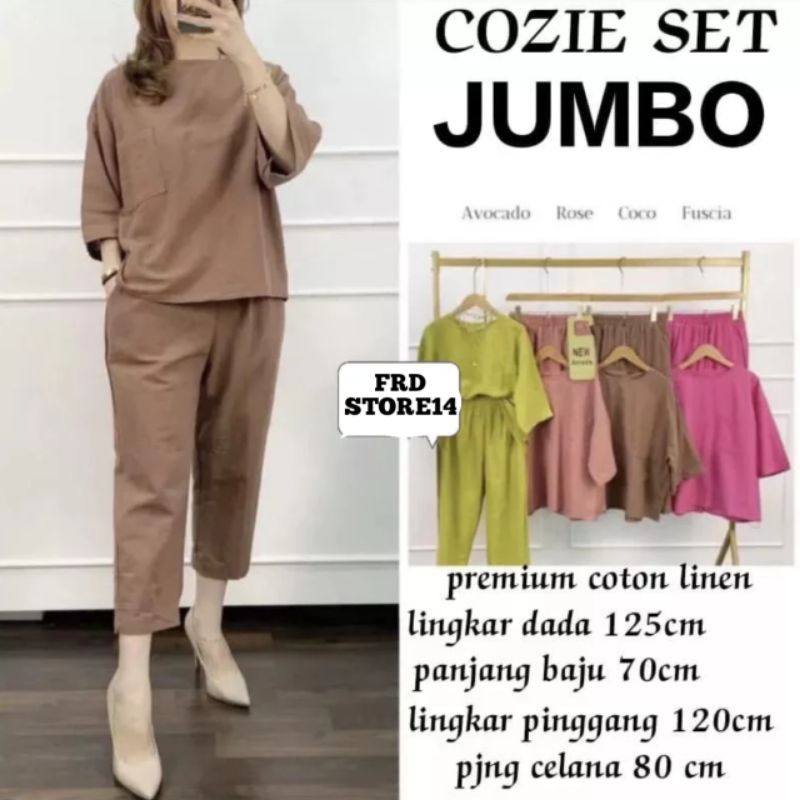 COZIE ONE SET SETELAN TERBARU / TOP + PANT / COZIE JUMBO/ ONE SET JUMBO /ONE SET KATUN LINEN PREMIUM