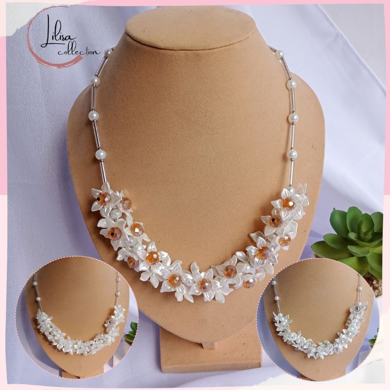 Fiana Necklace Flowery Beads / Kalung Hijab
