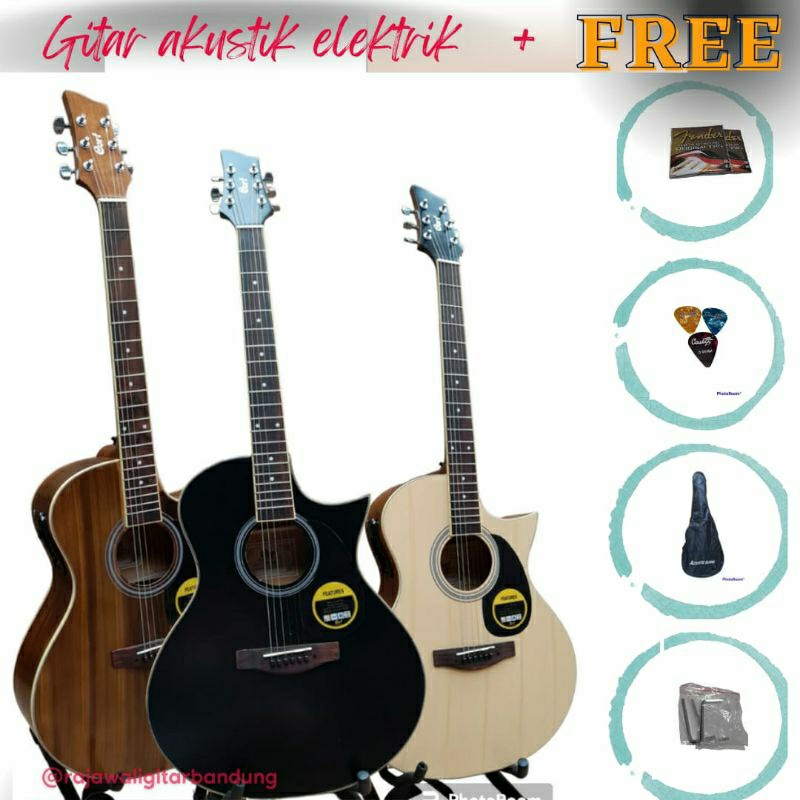 Gitar akustik elektrik,gitar listrik,gitar akustik listrik hitam cutaway