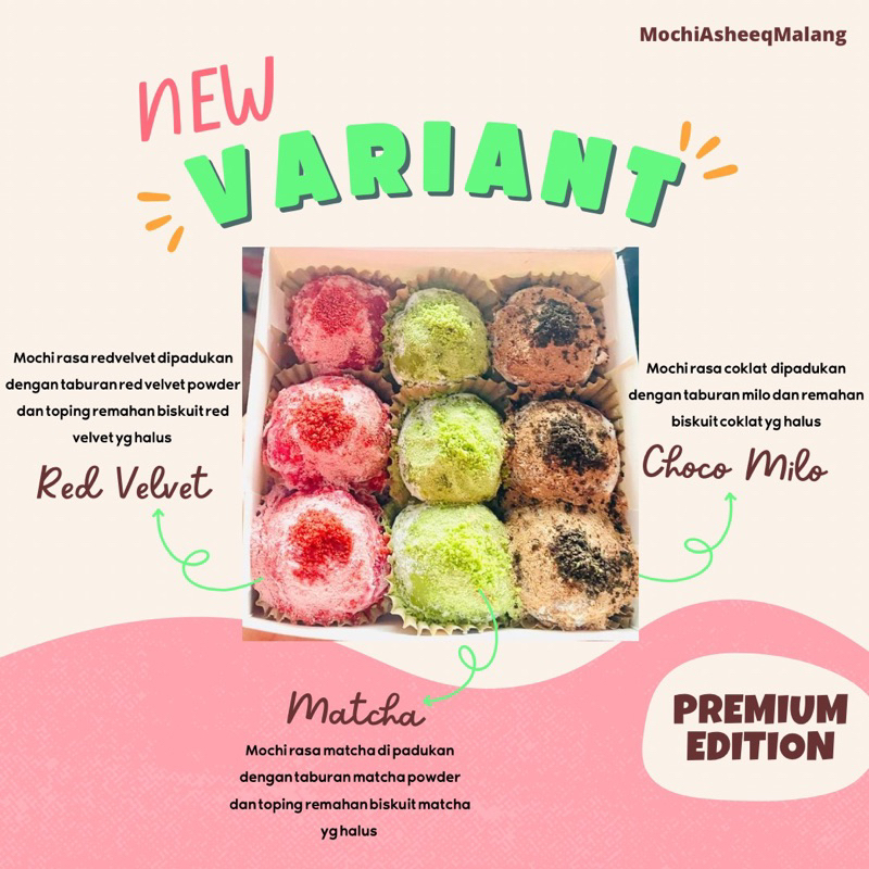 

Mochi tabur milo,matcha,red velvet #mochi #mochiviral