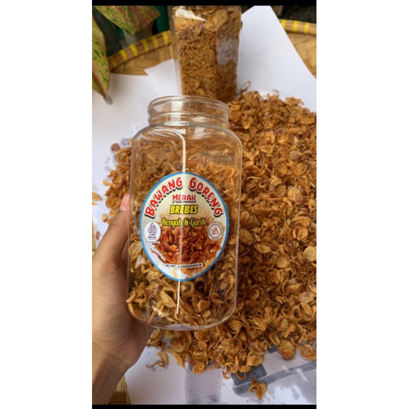 

BAWANG GORENG MURNI TANPA CAMPURAN tepung kemasan toples 700ml